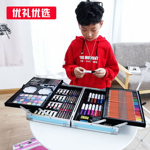 兒童畫筆禮盒美術(shù)用品女孩玩具幼兒園學(xué)生畫畫工具水彩筆繪畫套裝